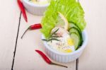 Fresh Garlic Cheese Dip Salad Stock Photo