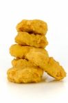 Fried Chicken Nuggets Isolated On White Background Stock Photo