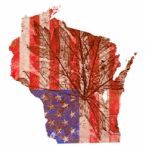 Wisconsin State Map Flag Pattern Stock Photo