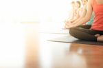 Asian Woman Doing Yoga Indoors Stock Photo