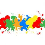 White Paint Backround Shows Colorful Artistic And Painting Stock Photo