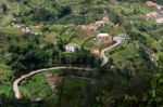 View Of A Winding Road Through The Madeira Landscape Stock Photo