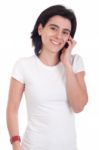 Casual Woman On The Phone Stock Photo