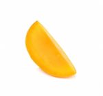 Slice Of Ripe Mango Isolated On The White Background Stock Photo