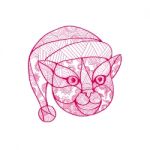 Cat Wearing Santa Hat Mandala Stock Photo