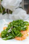 Fresh Salmon Carpaccio Stock Photo