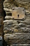 Ancient Locked Door Stock Photo