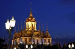 Wat Ratchanadda Metallic Castle Night Scene Stock Photo