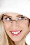 Young Woman Wearing Santa Hat Stock Photo