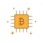 Cryptocurrency Bitcoin Chip Flat Design Icon  Illustration Stock Photo