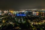 Scenic Of Hamburg Night Cityscape Stock Photo