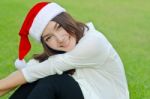 Beautiful Young Santa Clause Woman Stock Photo