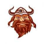 Viking Warrior Head Angry Isolated Retro Stock Photo