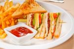 Triple Decker Club Sandwich Stock Photo