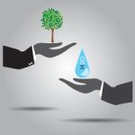 Hand Exchanging Tree And  Water  Icon Stock Photo