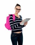 College Student Using Tablet Pc Stock Photo