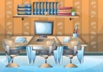 Cartoon  Illustration Interior Office Room With Separated Layers Stock Photo