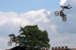 Stunt Motorcyclists At The Hop Farm In Kent Stock Photo