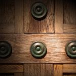 In London Antique Brown Door  Rusty  Brass Nail And Light Stock Photo