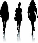 Silhouette Fashion Girls Stock Photo