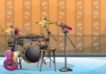 Cartoon  Illustration Interior Music Room With Separated Layers Stock Photo