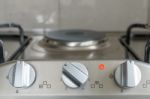 Kitchen Stove Knob With Light On Stock Photo