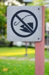 No Fishing Sign In Park Stock Photo