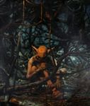 Monster Creature Woman In Creepy Forest,3d Illustration Stock Photo