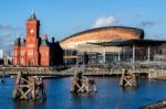 Pierhead And Millenium Centre Buildings Cardiff Bay Stock Photo