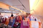 Inside Cabin Of Airbus A300-600r Thaiairway Stock Photo