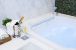 Champagne And Jacuzzi Spa Stock Photo