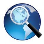 Magnifying Glass With Earth Globe Stock Photo