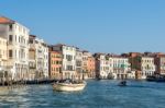 Powerboat Cruising Down The Grand Canal Stock Photo