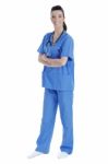 Pretty Young Female Nurse, Side Pose Stock Photo