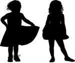 Silhouettes Of Kids Stock Photo