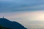 The Beauty Of The Sky When Light Hits The Clouds And Mountain Stock Photo