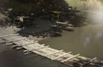 Bamboo Bridge Over The Creek Stock Photo