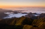 Beautiful Sun Rise On Top Mountain With Could Stock Photo