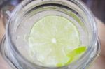 Close-up Glass Of Iced Lime Soda Drink Stock Photo