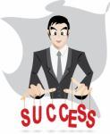 Businessman Is Control The Success Stock Photo