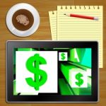 Dollar Symbol On Cubes American Earnings Tablet Stock Photo