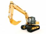 Excavator Isolated With Light Shadow Stock Photo