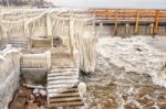 Storm At Sea In Winter Stock Photo