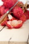 Fresh Rambutan Fruits Stock Photo