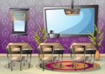 Cartoon  Illustration Interior Classroom With Separated Layers Stock Photo