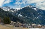 View Of Canazei In The Dolomites Stock Photo