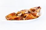 Grilled Chicken On Dish Stock Photo