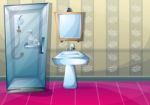 Cartoon  Illustration Interior Bathroom Stock Photo