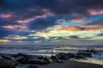 Sunset At Hokitika Beach Stock Photo