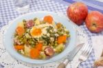 Traditional Green Peas With Egg Stock Photo